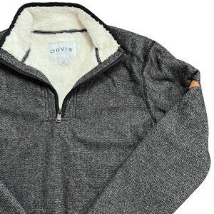 Orvis Classic Collection 1/4 Zip Pullover Sherpa Lined Men's‎ Gray M/M